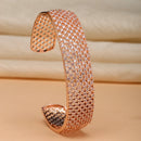 Rose Gold-Plated White American Diamond Studded Cuff Bracelet