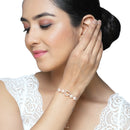 Rose Gold Plated American Diamond Studded Heart & Star Charm Adjustable Bracelet Combo Set of 2