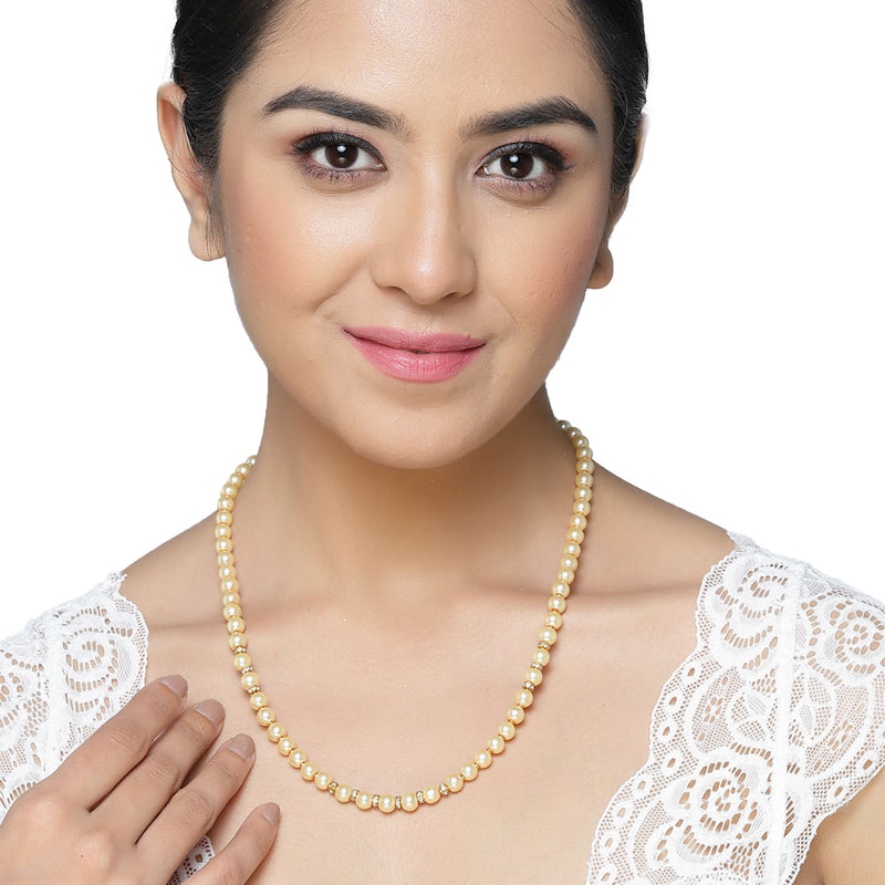 Gold-Plated Champagne Pearls Studded Necklace