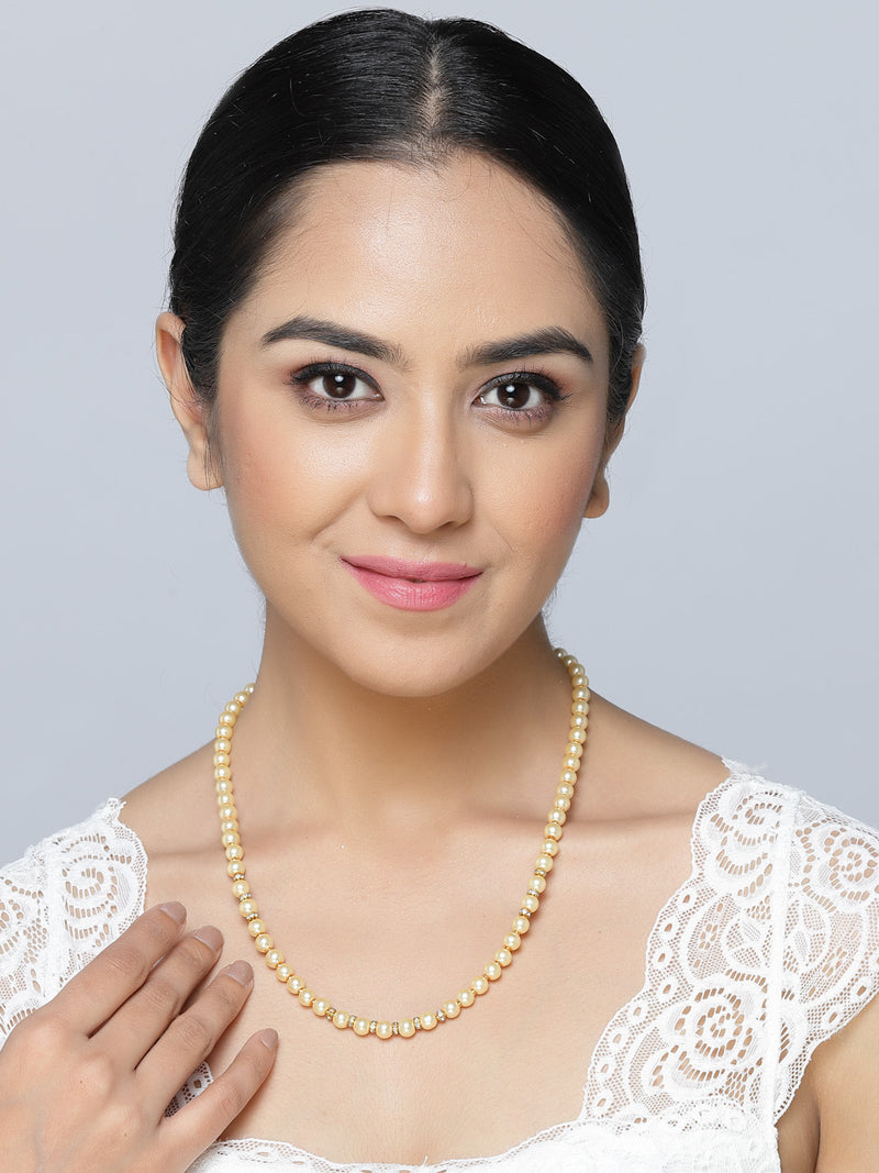 Gold-Plated Champagne Pearls Studded Necklace