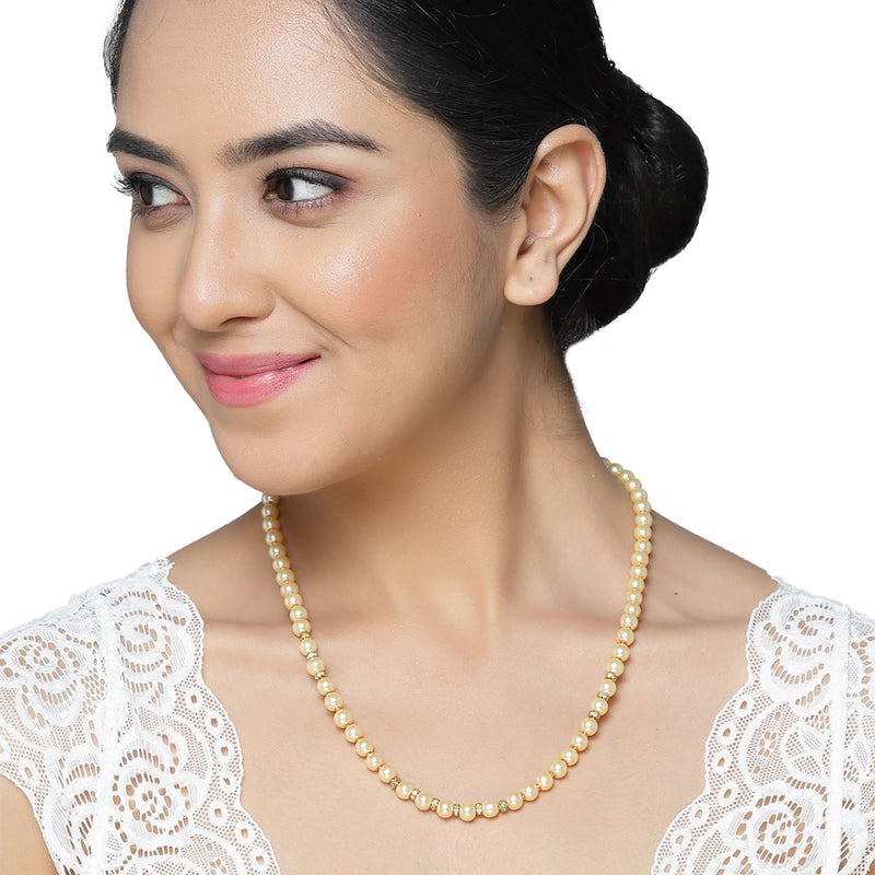 Gold-Plated Champagne Pearls Studded Necklace
