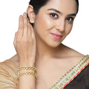 Golden Plated White American Diamond Studded Handcrafted Bangles Set of 2