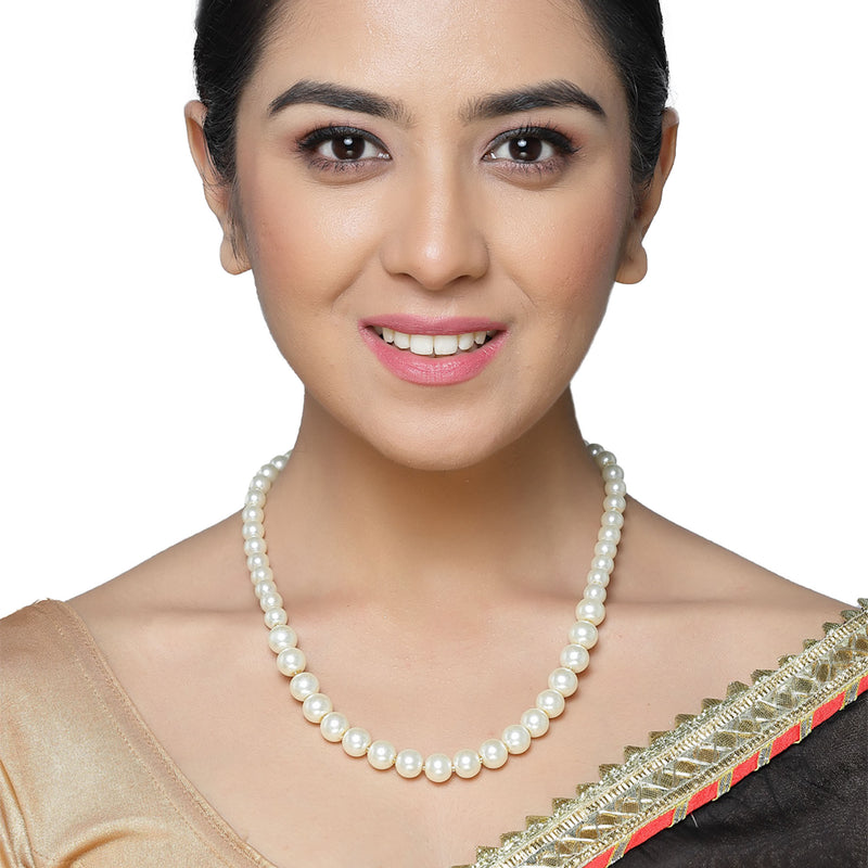 Gold-Plated White Pearls Studded Necklace