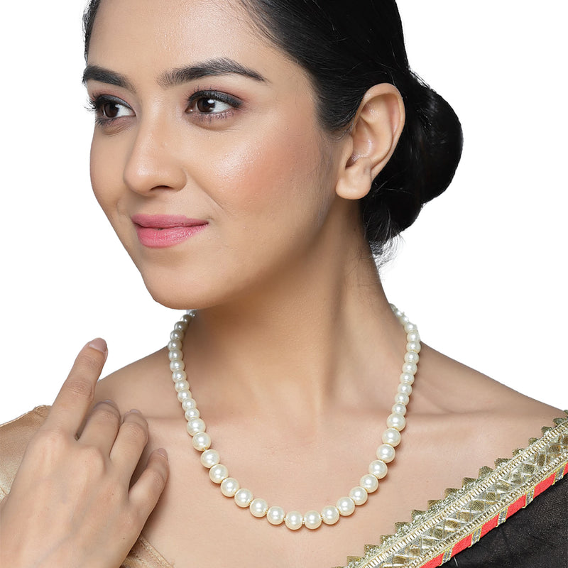 Gold-Plated White Pearls Studded Necklace