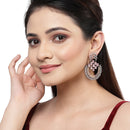 Rose Gold-Plated Gunmetal Toned American Diamond Studded Circular Chandbali Earrings