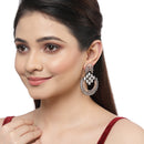 Rose Gold-Plated Gunmetal Toned American Diamond Studded Circular Chandbali Earrings