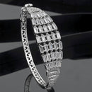Rhodium-Plated Silver Toned Multi Row White American Diamond Studded Bracelet