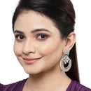 Rhodium-Plated American Diamond Studded Circular Chandbali Earrings