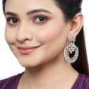 Rhodium-Plated American Diamond Studded Circular Chandbali Earrings