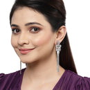 Rhodium-Plated With Silver-Toned American Diamond Studded Drop Earrings