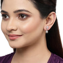 Set of 5 Rhodium Plated American Diamond Studded Floral Drop Earrings For Girls and Women