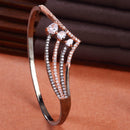 Rose Gold-Plated Black Toned Teardrop Shaped White  American Diamond Studded Bracelet