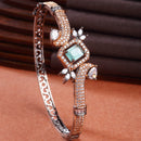 Rose Gold-Plated Black Toned Square Shaped Sea Green American Diamond Studded Bracelet