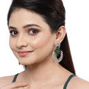 Rhodium-Plated American Diamond Studded Circular Chandbali Earrings