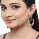 Rhodium-Plated American Diamond Studded Circular Chandbali Earrings