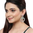 Rhodium-Plated American Diamond Studded Circular Chandbali Earrings