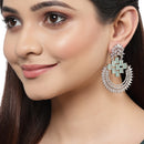Rhodium-Plated American Diamond Studded Circular Chandbali Earrings