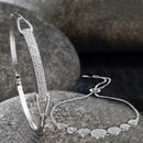Rhodium Plated Silver Toned American Diamond Studded  Round Charm Adjustable Bracelet & Cuff Bracelet  Combo Set of 2