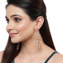 Rose Gold-Plated White American Diamond Floral Drop Earrings