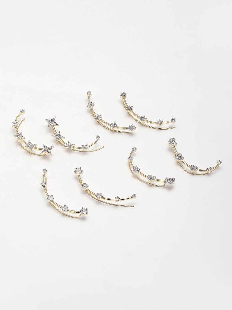 White Contemporary Ear Cuffs Set Of 4