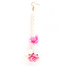 Gold-Plated Pearl White & Pink Gota Patti Flower Maang Tikka Set