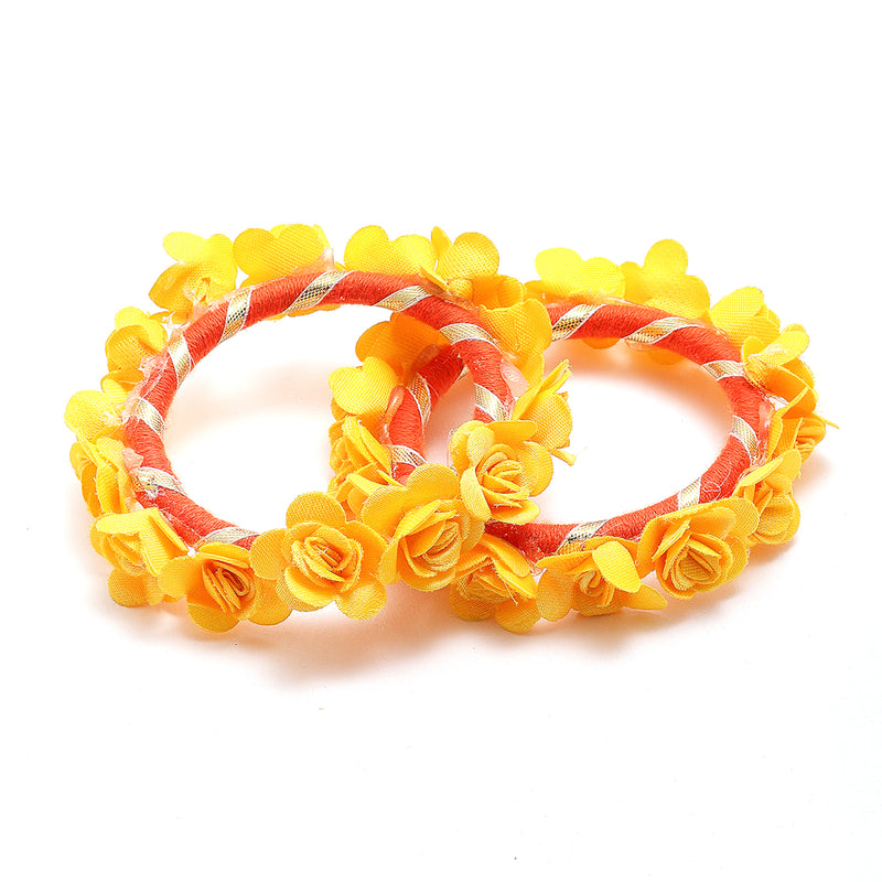 Gold-Plated Yellow Floral Haldi Jewellery Set Combo