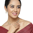 Gold-Plated Dual Toned White American Diamond Studded Heart Shaped Jewellery Set