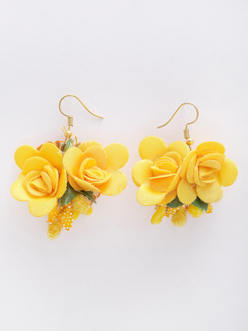 Gold-Plated Yellow Floral Haldi Jewellery Set Combo