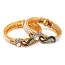 Gold-Plated Peacock Red & Green Temple Coin Jewellery Set with Bangles & Earrings