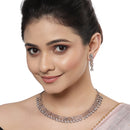 Rose Gold-Plated White and Rose Black American Diamond Studded Necklace & Earrings Jewellery Set
