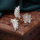 Gold-Plated  Butterfly & Leaf Shaped Pink Cubic Zirconia Studded  Ring