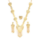 Gold-Plated Heart Shaped Necklace With Ring & Earring
