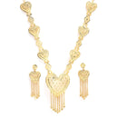 Gold-Plated Heart Shaped Necklace With Ring & Earring