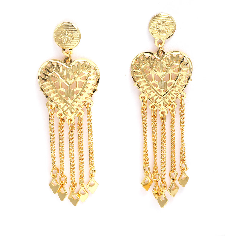 Gold-Plated Heart Shaped Necklace With Ring & Earring