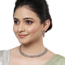 Rose Gold-Plated Rose Black American Diamond Studded Jewellery Set