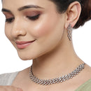 Rose Gold-Plated Rose Black American Diamond Studded Jewellery Set