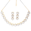 Heart Shaped Gold-Plated White American Diamond-Studded Jewellery Set Combo