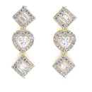 Heart & Square Shaped Silver-Toned Gold-Plated Off White American Diamond Studded Jewellery Set Combo