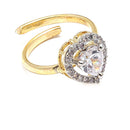 Heart & Square Shaped Silver-Toned Gold-Plated Off White American Diamond Studded Jewellery Set Combo