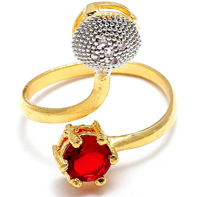 Gold-Plated Red & White American Diamond-Studded Jewellery Set Combo