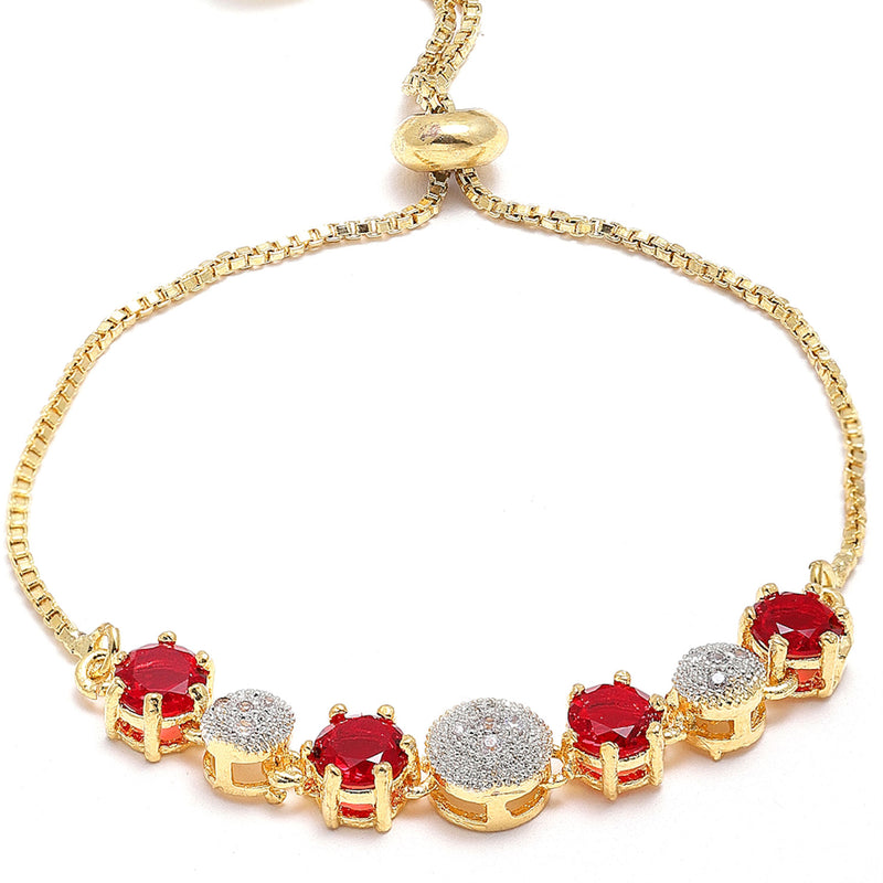 Gold-Plated Red & White American Diamond-Studded Jewellery Set Combo