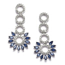 Rhodium-Plated Navy Blue American Diamond Studded Classic Necklace with Earrings Jewellery Set