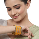 Yellow Velvet Stone Studded Bangle Set