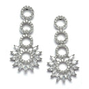 Rhodium-Plated White American Diamond Studded Classic Necklace with Earrings Jewellery Set