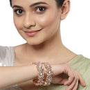 Rose Gold Plated Set Of 2  Traditional Kundan Studded Floral Design Bangle Set