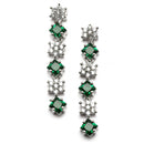 Rhodium-Plated Green American Diamond Studded Star Shaped Layered Necklace & Earrings Jewellery Set