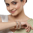 Rose Gold Plated Set Of 2  Traditional Kundan Studded Floral Design Bangle Set