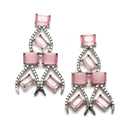 Rhodium-Plated Pink American Diamond Studded Contemporary Necklace with Earrings Jewellery Set