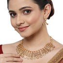 Gold-Plated Lakshmi Coin Necklace with White Pearls Studded and Beaded Jewellery Set