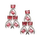 Rhodium-Plated Red American Diamond Studded Contemporary Necklace with Earrings Jewellery Set